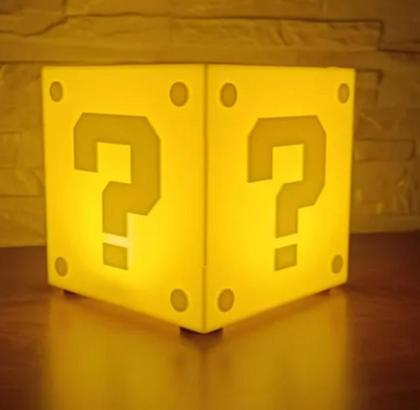 Imagem de Super Luminária De Mesa Bloco Charada Mario Bros Gamer Geek GRANDE