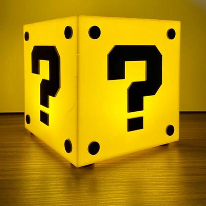 Imagem de Super Luminária De Mesa Bloco Charada Mario Bros Gamer Geek GRANDE