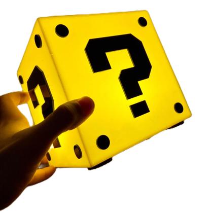 Imagem de Super Luminária De Mesa Bloco Charada Mario Bros Gamer Geek GRANDE