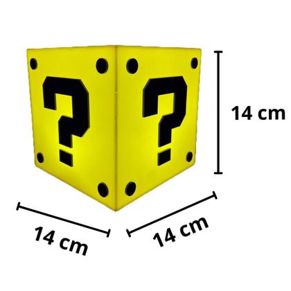 Imagem de Super Luminária De Mesa Bloco Charada Mario Bros Gamer Geek GRANDE