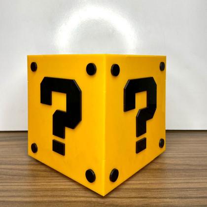 Imagem de Super Luminária De Mesa Bloco Charada Mario Bros Gamer Geek GRANDE