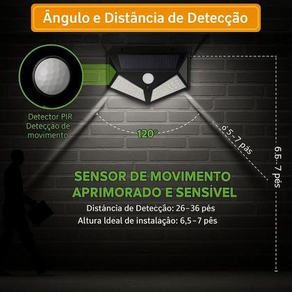 Imagem de Super Luminária Solar com 100 LEDs e 1000 Lúmens  3 Modos de Iluminação Inteligente