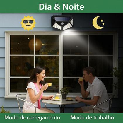 Imagem de Super Luminária Solar com 100 LEDs e 1000 Lúmens  3 Modos de Iluminação Inteligente