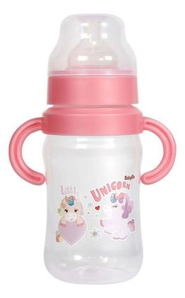 Imagem de Super Mamadeira Com Alça 300ml Babygo Cor Rosa Unicórnio