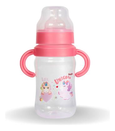 Imagem de Super Mamadeira Com Alça 300ml Babygo Cor Rosa Unicórnio