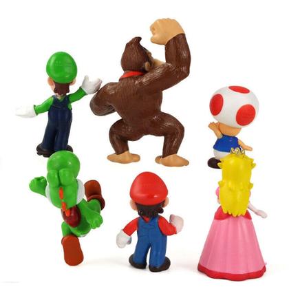 Imagem de Super Mario Bros Coleção 6 Bonecos Action Figure Na Caixa