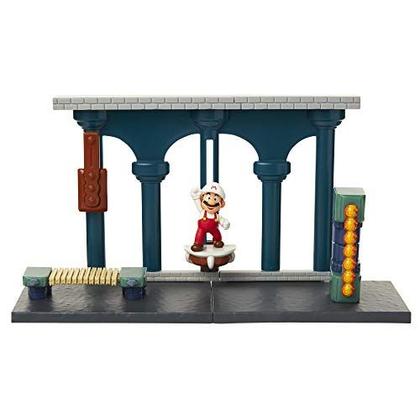 Imagem de SUPER MARIO Nintendo Lava Castle Deluxe Play Set, Inclui: 2,5" Fire Mario Figure &amp Mechanical Features, Spinning Fireballs Tower, Swinging Pendulum, Bone Lift &amp Bridge