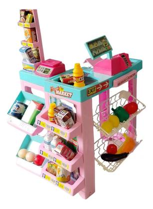 Imagem de Super Mercadinho Infantil Completo C/ Luz Som e Carrinho de Compras - HK Brinquedos