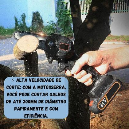 Imagem de SUPER Moto Serra Elétrica À Bateria Lítio Mini 24v Bivolt Portátil Cor Preto 110V/220V