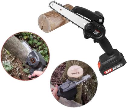 Imagem de SUPER Moto Serra Elétrica À Bateria Lítio Mini 24v Bivolt Portátil Cor Preto 110V/220V