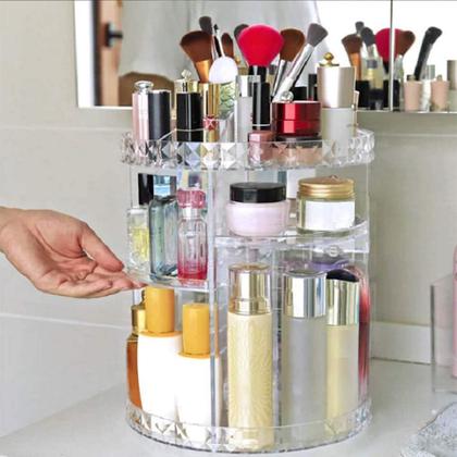 Imagem de Super Organizador Acrilico Porta Maquiagem Display Giratorio 360 Profissional resistente