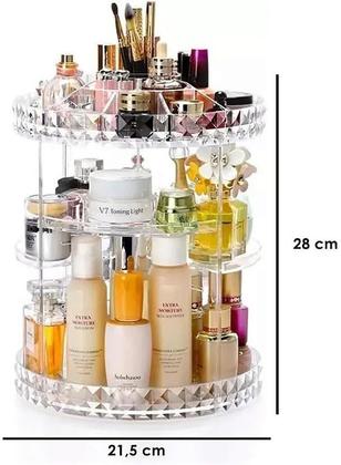 Imagem de Super Organizador de maquiagem giratório 360, divisões para cosméticos e pinceis