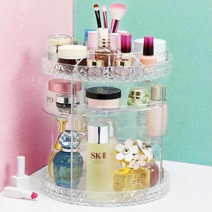 Imagem de Super Organizador de maquiagem giratório 360, divisões para cosméticos e pinceis