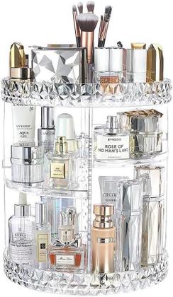 Imagem de Super Organizador Maquiagem Diamante Acrílico Giratório 360º