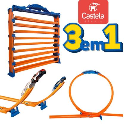 Imagem de Super Pista 3 em 1 Loop Rampa E Garagem C/ 5 carrinhos - Castela