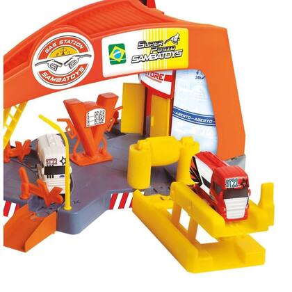 Imagem de Super Posto Gasolina C/Rampa SambaToys Brinquedo Lava Rapido