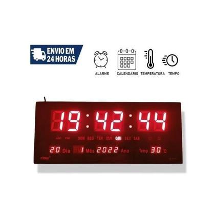Imagem de Super Relógio Cronometro Calendário Alarme Digital Parede