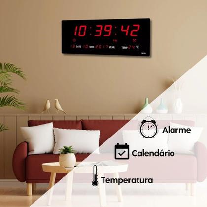 Imagem de Super Relógio Cronometro Calendário Alarme Digital Parede
