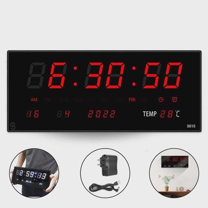 Imagem de Super Relógio Cronometro Calendário Alarme Digital Parede