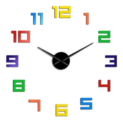 Imagem de Super Relógio De Parede Quartz Grande 3d Luxo Escritório Comercio Escola Quarto - COLORIDO