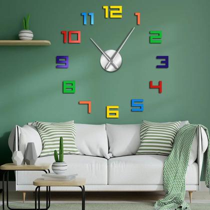 Imagem de Super Relógio De Parede Quartz Grande 3d Luxo Escritório Comercio Escola Quarto - COLORIDO