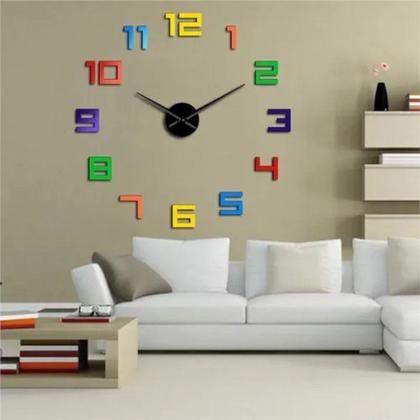 Imagem de Super Relógio De Parede Quartz Grande 3d Luxo Escritório Comercio Escola Quarto - COLORIDO