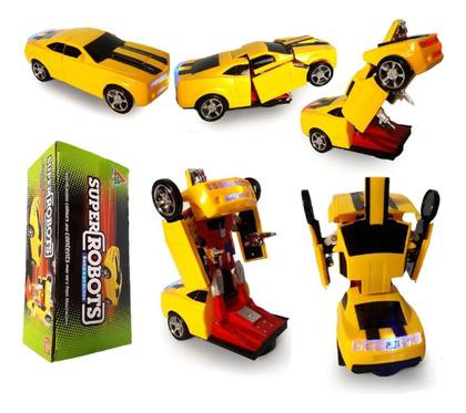 Imagem de Super Robots Carrinho Camaro Transformers Vira Robô Luz Som Bate Volta Carrinho Camaro Transformers 
