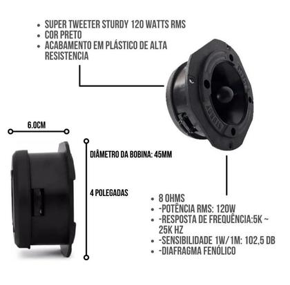Imagem de Super Tweeter 120 Watts RMS - Preto