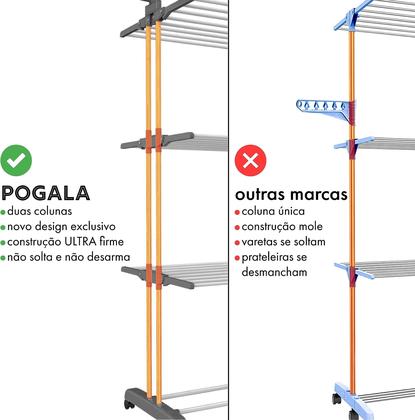 Imagem de Super Varal de Chão Grande Roupas Vertical 3 Andares Dobrável Mais Reforçado e Resistente com Dois Cabides Meia Lua Inclusos