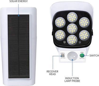 Imagem de SuperLuminaria Refletor Solar Camera Falsa Controle Sensor Led 7 cobs 42 super leds