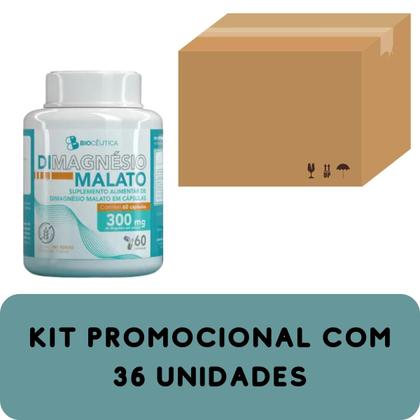 Imagem de Suplemento Alimentar Biocêutica DiMagnésio Malato Pote 60 Cápsulas Kit Promocional 36 Unidades