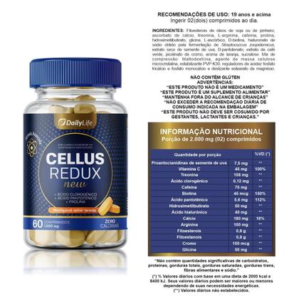 Imagem de Suplemento Alimentar Cellus Redux New - Com Ácido Clorogênico, Ácido Pantotênico, Biotina, Prolina e Vitamina C - Cápsulas Mastigáveis Zero Calorias