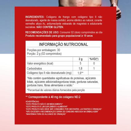 Imagem de Suplemento Alimentar com Colágeno Tipo II Sem Glúten, Baixa Caloria e 40mg de Colágeno ND.2 por Porção Para Adultos a Partir de 19 Anos