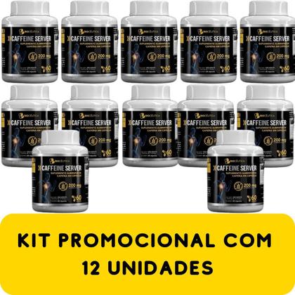 Imagem de Suplemento Alimentar de Cafeína Biocêutica Caffeine Server Pote 60 Cápsulas Kit Promocional 12 Unidades