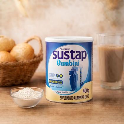 Imagem de Suplemento Alimentar Em Pó SUSTAP BAMBINI 400g Crianças e Jovens Sabor Baunilha