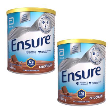 Imagem de Suplemento Alimentar Ensure Chocolate 400g - Kit 2 Uni.