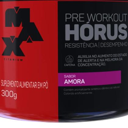 Imagem de Suplemento Alimentar Max Titanium Pré Workout Hórus Sabor Frutas Vermelhas 300g