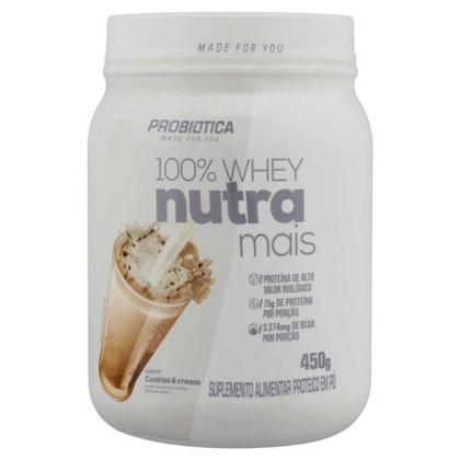 Imagem de Suplemento Alimentar Proteico em Pó Cookies e Cream Probiótica 100 Whey Nutra Mais 450g