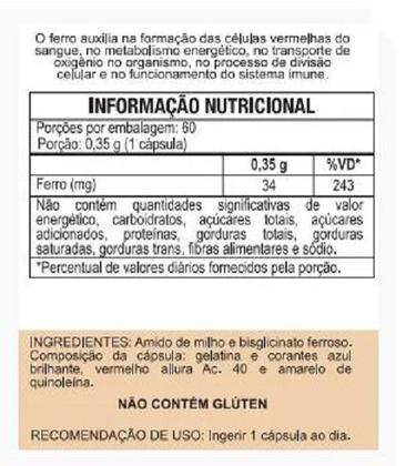 Imagem de Suplemento Alimentar Vitamina Ferro 60 Cps  Duom