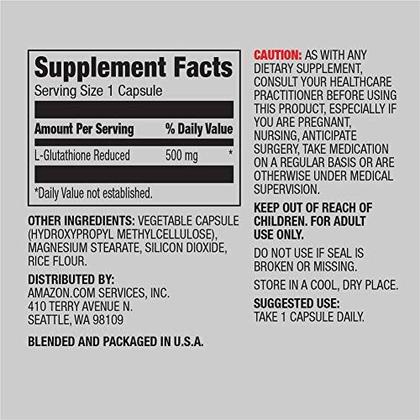 Suplemento Amazon Elements Glutationa 500 mg 60 cápsulas - Antioxidante