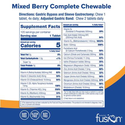 Imagem de Suplemento Bariatric Fusion Mixed Berry Mastigável 120 comprimidos