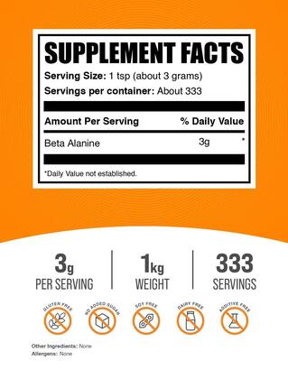 Imagem de Suplemento BulkSupplements.com Beta Alanina em Pó 1 kg