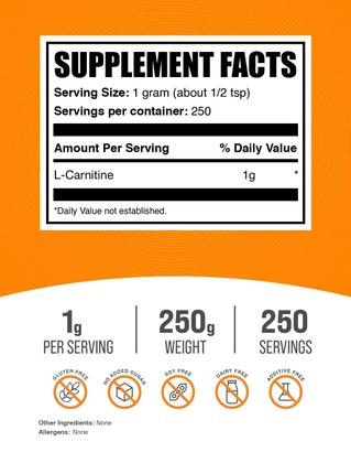 Imagem de Suplemento BulkSupplements.com L-carnitina em pó 250g