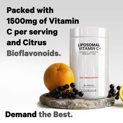 Imagem de Suplemento Codeage de Vitamina C Lipossomal 1500mg com Zinco - 180 Cápsulas