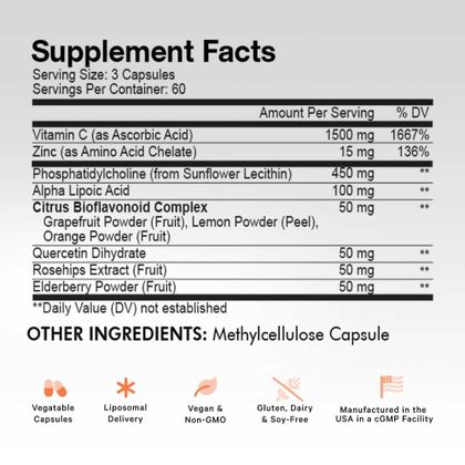 Imagem de Suplemento Codeage de Vitamina C Lipossomal 1500mg com Zinco - 180 Cápsulas