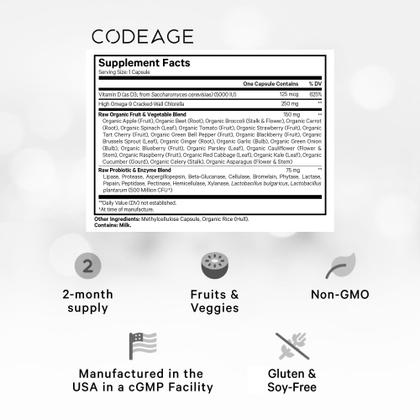 Imagem de Suplemento Codeage Raw Vitamin D3+ 5000 UI 60 cápsulas