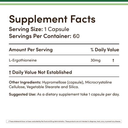 Imagem de Suplemento de Ergotioneína 30mg - 60 Cápsulas