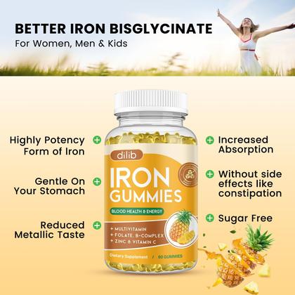 Imagem de Suplemento de ferro Dilib Iron Gummies Pineapple Flavor 60