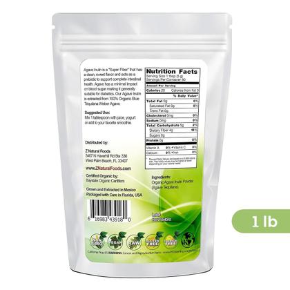 Imagem de Suplemento de fibra Z Natural Foods Organic Agave Inulina 454g