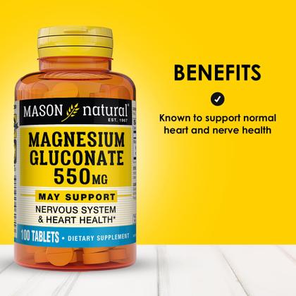 Imagem de Suplemento de Magnésio (Gluconato) Mason Natural - 550mg - 100 Comprimidos